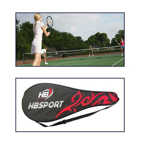 Hb Racchetta Da Tennis Adulto Con Grafica Rossa Nera E Blu Fluo Custodia Inclusa