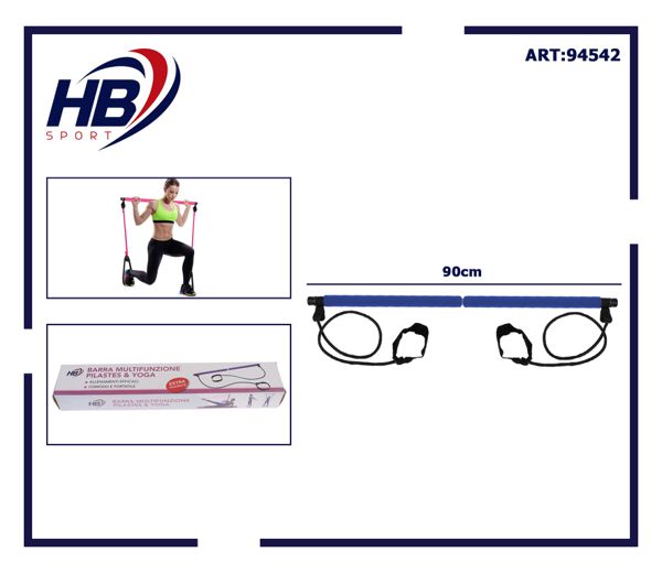 ATTREZZO ELASTICO LONG BARRA RESISTENZA CORDA ESERCIZI BRACCIA PILATES YOGA BLU
