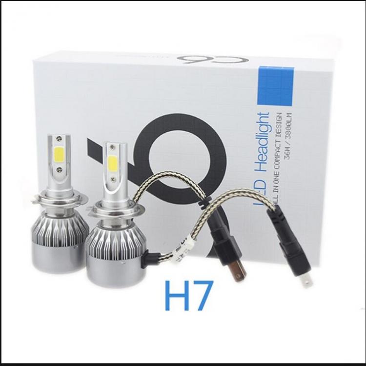 COPPIA LAMPADE LED DA AUTO FARI H7 MOTO KIT LAMPADINE 36W LUCE BIANCA 6000K FARO