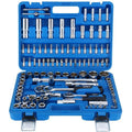 Valigetta Chiavi A Cricchetto Bussola Kit 108 Pz Pezzi Chiave Bussole 1/2 E 1/4