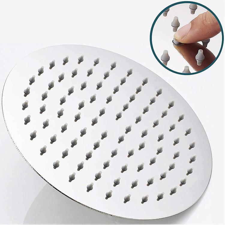 Soffione Doccia Bagno Acciaio Inox Design Ultra Slim Lucido Cromato 15Cm-Rotondo