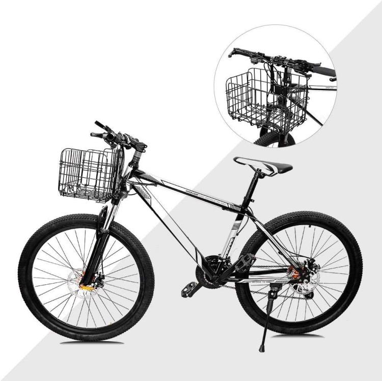 Cestino Portapacchi Pieghevole Bici Anteriore Posteriore Bicicletta Richiudibile (Nero o Argento)