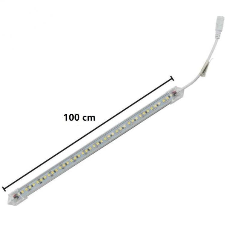 Barra Luminosa Striscia 144 Led 1m Alluminio Rigido 12v Sottopensile Luce Fredda