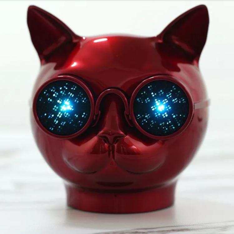 AKAI | SPEAKER BLUETOOTH AUX USB CASSA LED PORTATILE CANE/GATTO CHROME BILLY RED