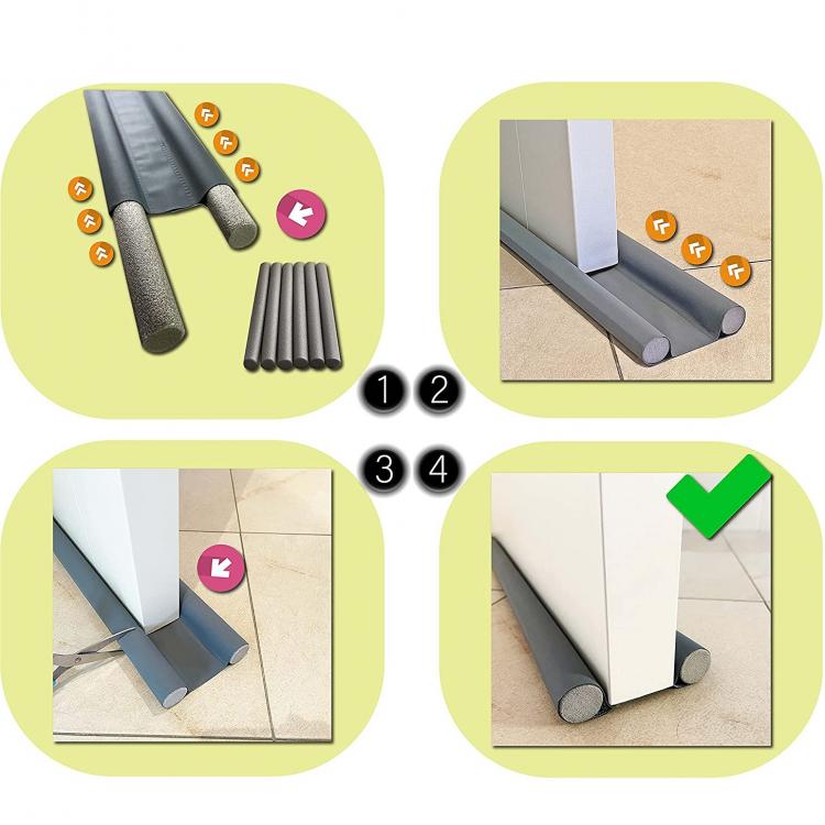 Paraspifferi Sottoporta Isolamento Porte Guarnizione Insetti Freddo 95Cm Marrone