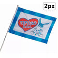 2x Bandiera Con Asta Tifoso Napoli 100% Campioni D'Italia Scudetto Asola 40x60cm