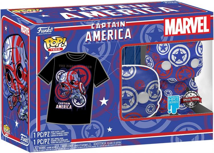 Funko Pop ! Tees Marvel Captain America 36 Art Series Special Edition T-Shirt L