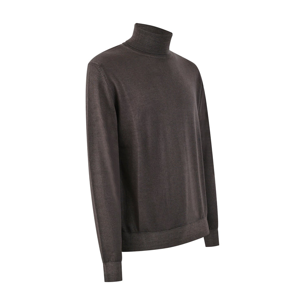 MAGLIA COLLO ALTO MARRONE