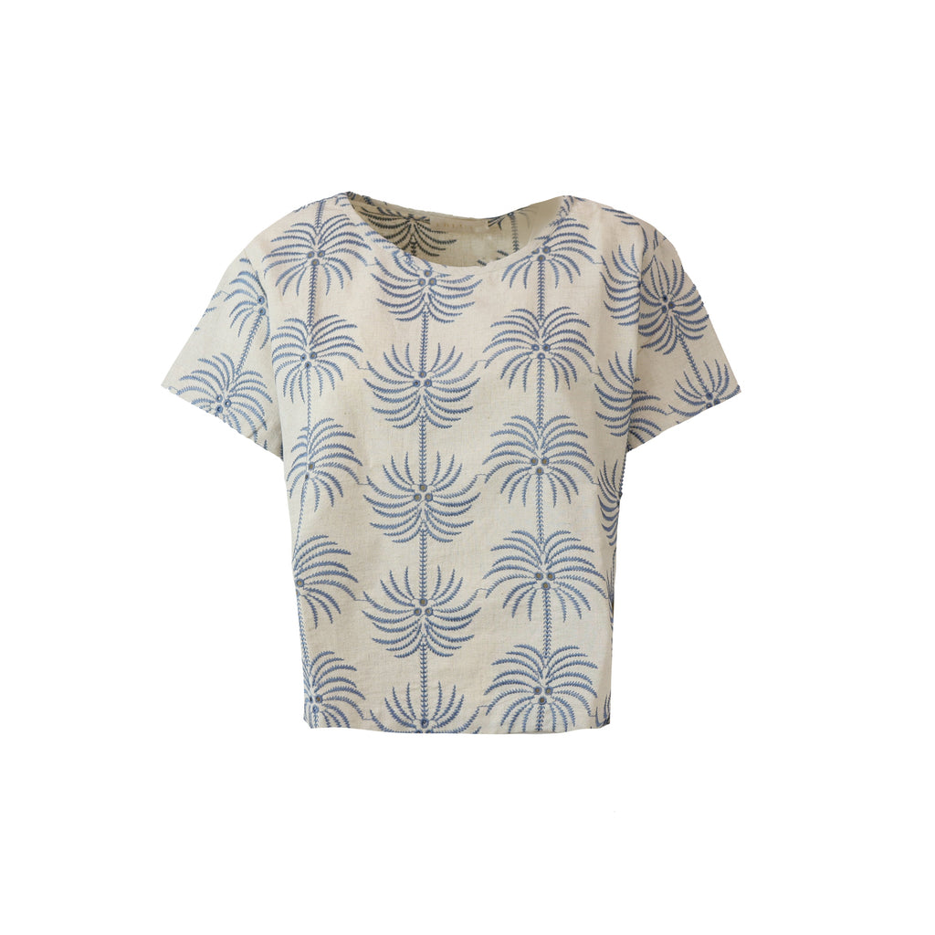 BLUSA FINGERE ECRU E BLU