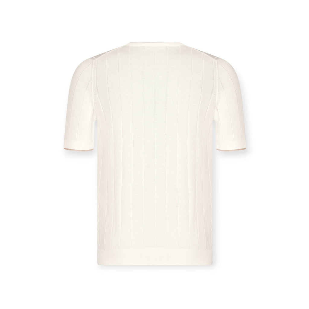 T-SHIRT PARICOLLO MEZZAMANICA LATTE