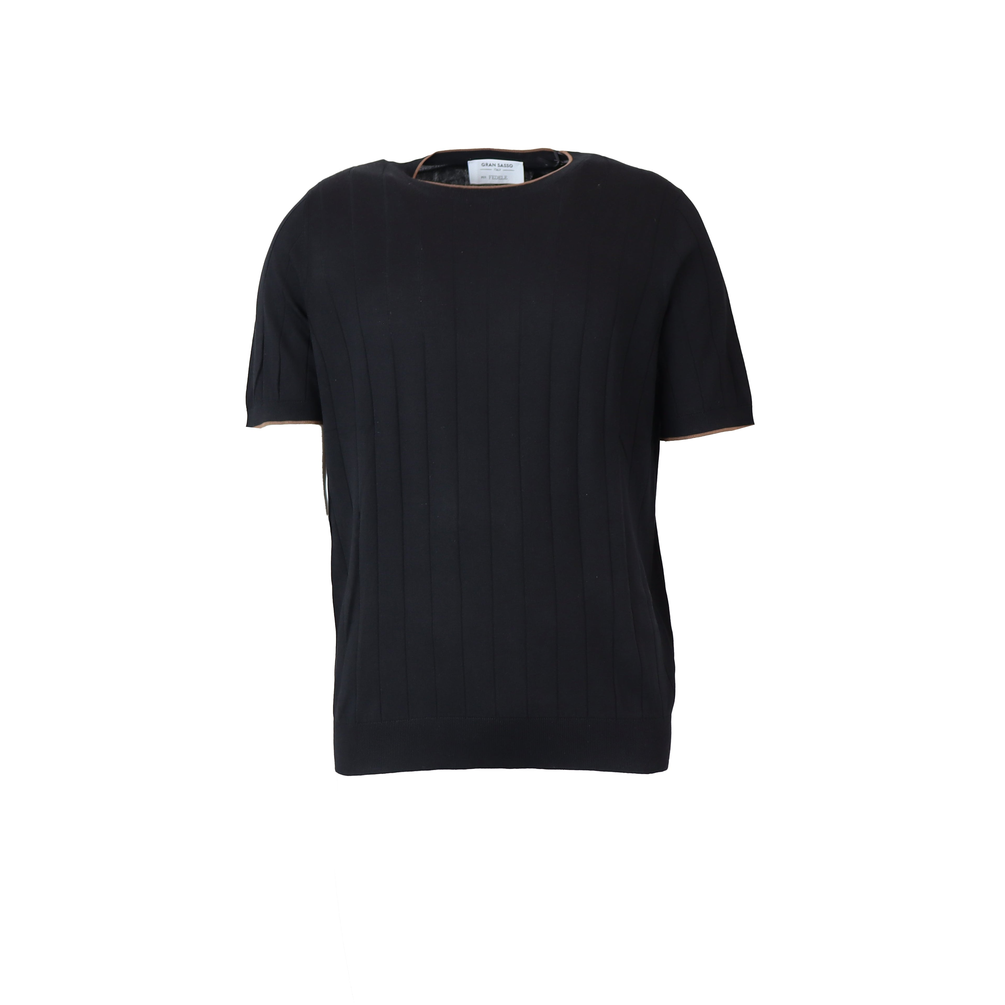 T-SHIRT PARICOLLO MEZZAMANICA NERA