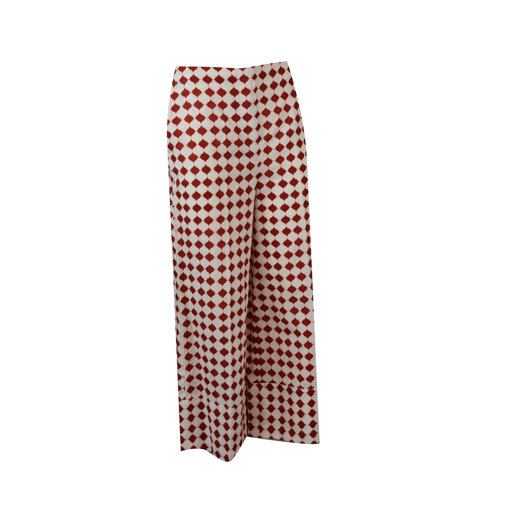 PANTALONE ZIGRINO BORDEAUX E BIANCO FANTASIA
