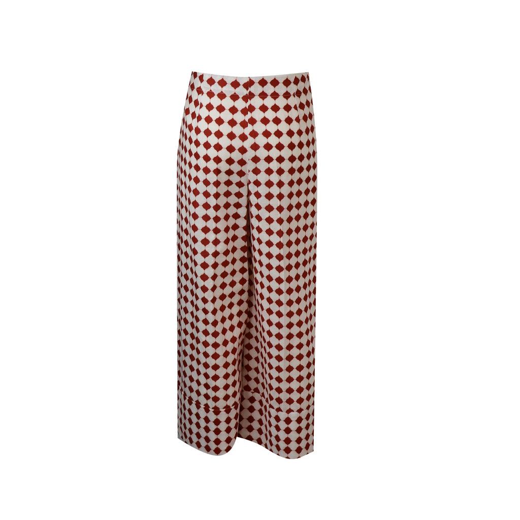 PANTALONE ZIGRINO BORDEAUX E BIANCO FANTASIA
