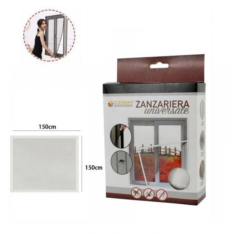 Zanzariera 150x150 Per Finestre A Rete Strappo Biadesivo Tenda Universale Bianco