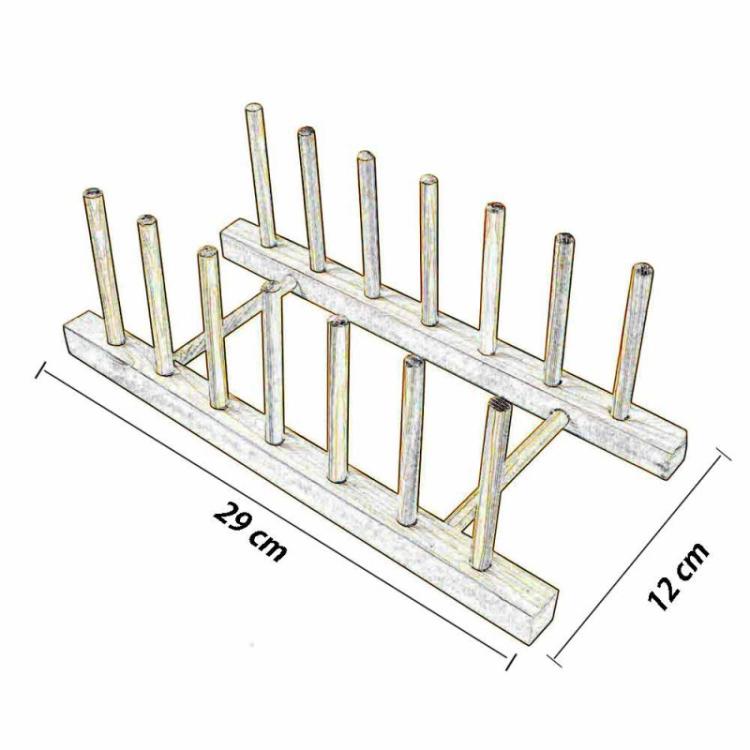 Portapiatti In Legno Supporto Bicchieri Piatti Organizzatore 6 Posti Scolapiatti