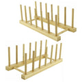 Set 2 Portapiatti In Legno Bicchieri Piatti Organizzatore 6 Posti Scolapiatti