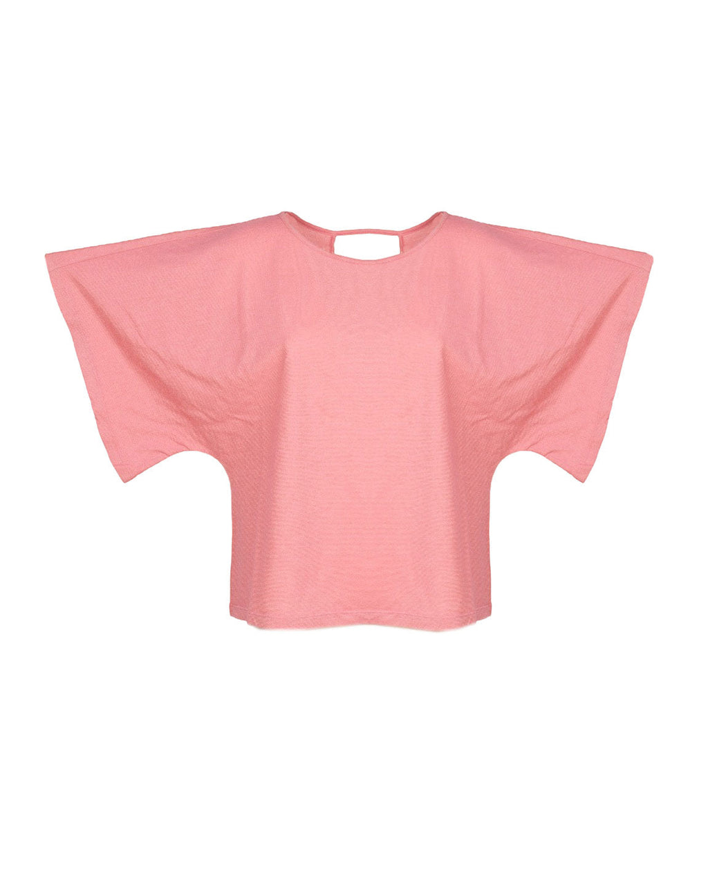 MAGLIA A MEZZE MANICHE CON SCOLLO POSTERIORE ROSA