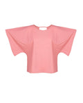 MAGLIA A MEZZE MANICHE CON SCOLLO POSTERIORE ROSA