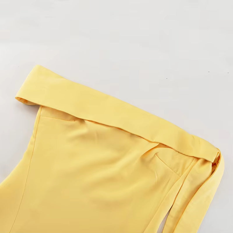 2025 Summer Lady Party Sexy Elegant Mini Short Dresses Yellow Sleeveless Strapless Tube Dress for Women