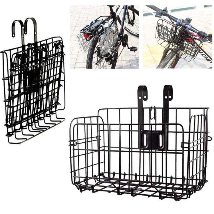 Cestino Portapacchi Pieghevole Bici Anteriore Posteriore Bicicletta Richiudibile (Nero o Argento)