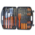 Set Accessori Barbecue 18Pz Con Valigetta Kit Utensili Bbq Legno Griglia Posate