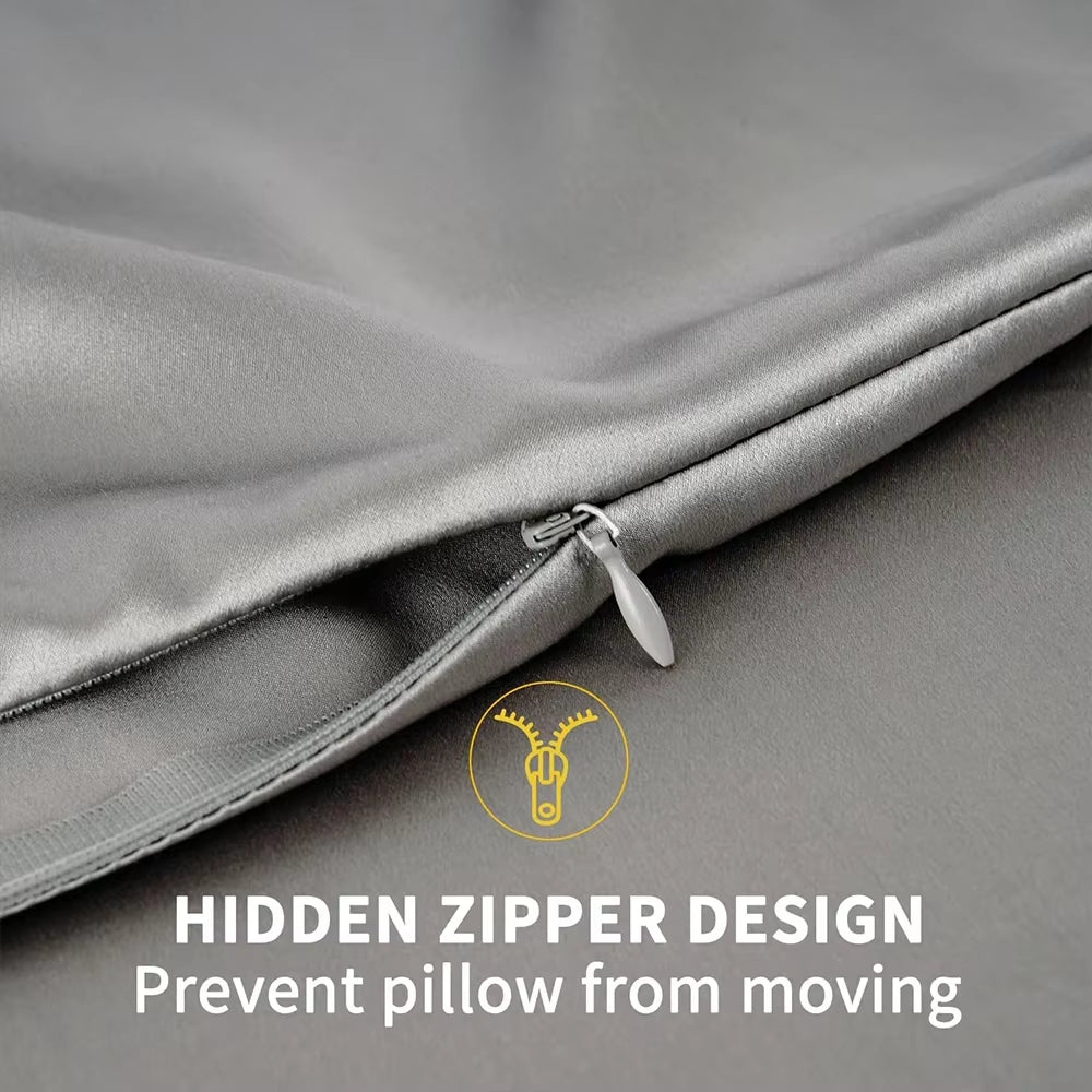 100% Natural Mulberry Silk Pillowcase with Hidden Zipper Double Sided Pure Silk Pillow Case Touch Soft &Cool Suitable for Summer