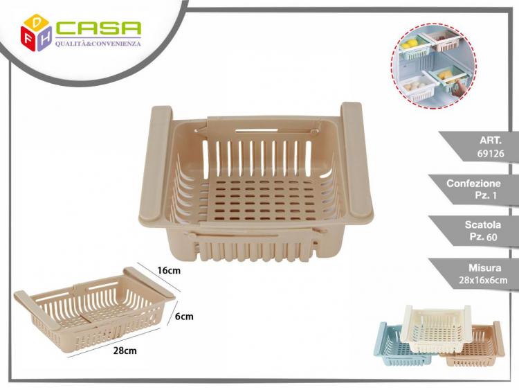 4PZ ORGANIZER FRIGO CASSETTO CONTENITORE SALVASPAZIO CESTELLO PER FRIGORIFERO