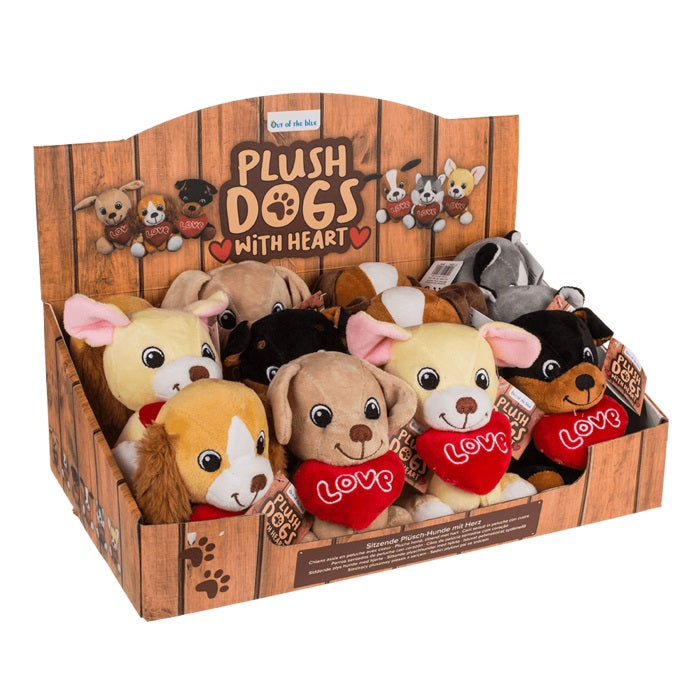 Peluche Cani Seduti Cuore San Valentino Love (Cocker) Plush Dogs With Heart 14Cm