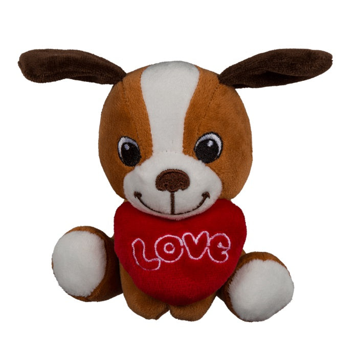 Peluche Cani Seduti Cuore San Valentino Love (Display 12 Cani) Plush Dogs 14Cm