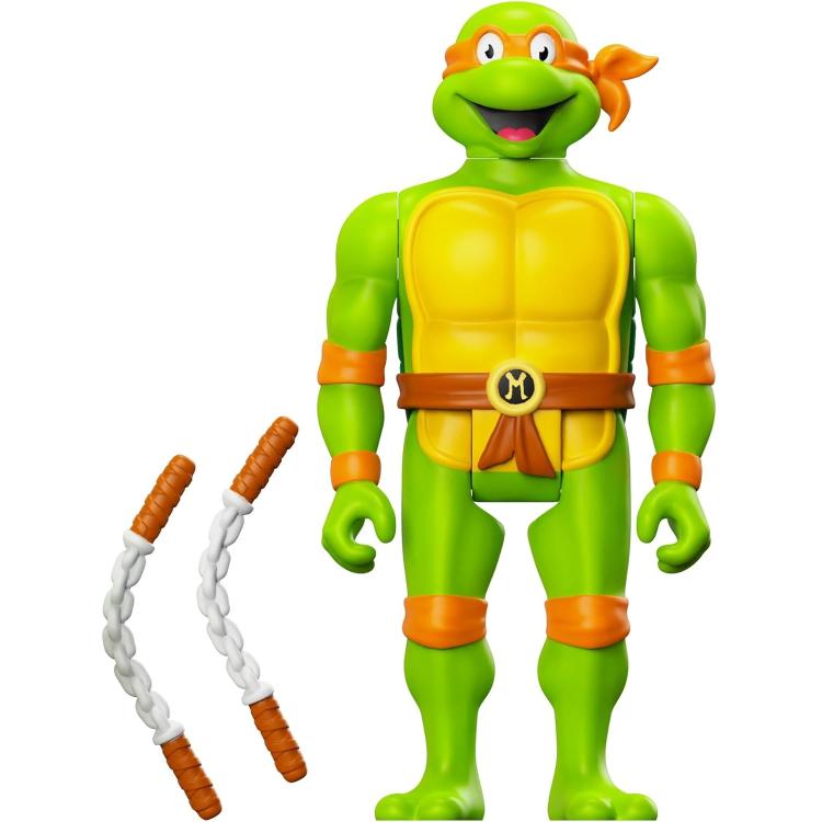 Reaction Super7 Set Completo 4Pz Tartarughe Ninja Action Figure Turtle Tmnt 10Cm