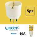5pz ADATTATORE SPINA PICCOLA 10A S11 CON PRESA SHUKO BIANCO ITALIA 1500W |XC5038