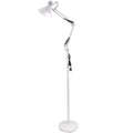 Lampada A Piantana Da Terra Braccio Orientabile Luce Lettura Metallo Bianco|D15B