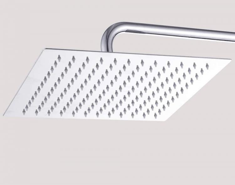Soffione Doccia Bagno In Acciaio Inox Ultra Slim Lucido Cromato 10Cm-Quadrato