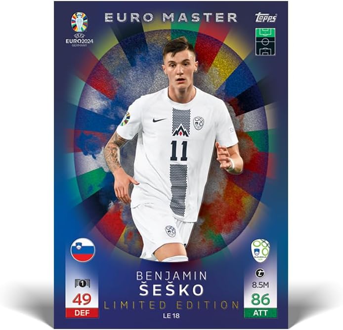 Topps Card Euro 2024 Eco Pack 25 Card (Pack Da 3 Bustine + 1 Carta Limited) Uefa