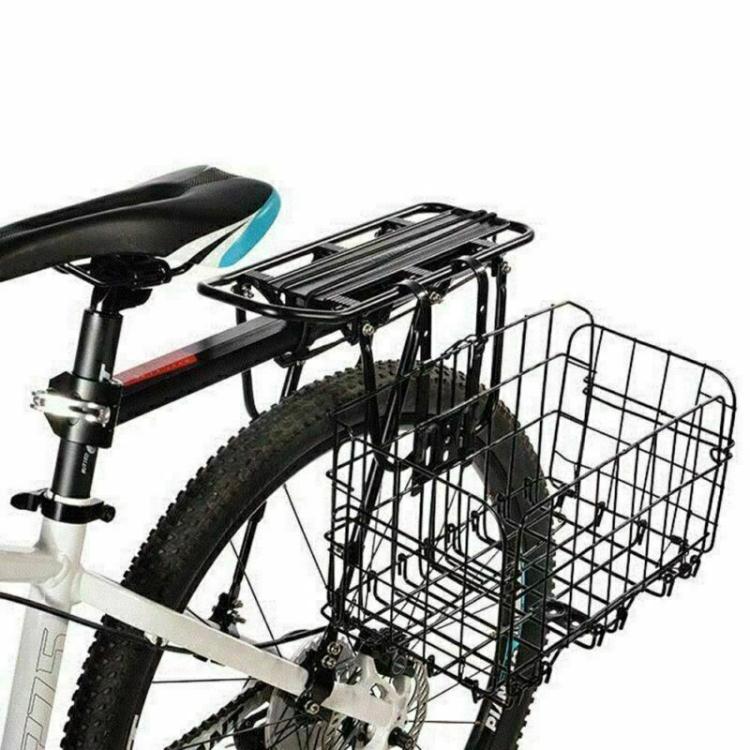 Cestino Portapacchi Pieghevole Bici Anteriore Posteriore Bicicletta Richiudibile (Nero o Argento)