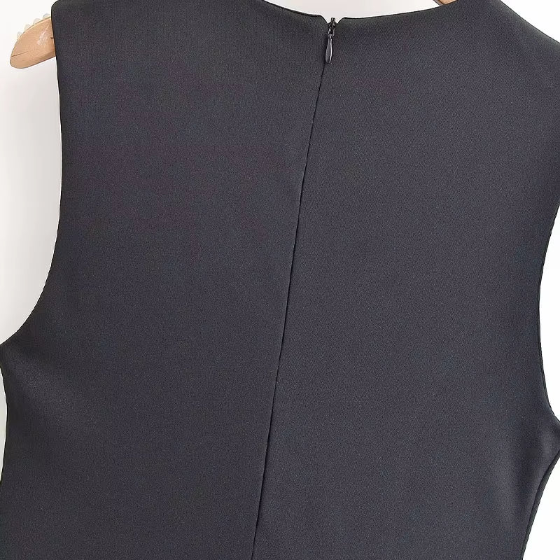 ZATRHMBM 2026 New Spring/Autumn Women'S Fashion Balloon Effect Dress, Retro Casual Sleeveless Elegant Women'S Dress
