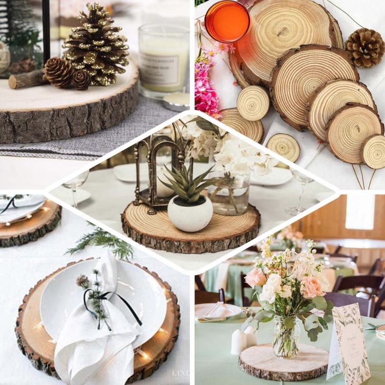 BASE LEGNO TRONCO DECORAZIONE DA TAVOLO CENTROTAVOLA ALZATINA SHABBY-NATALE 34cm