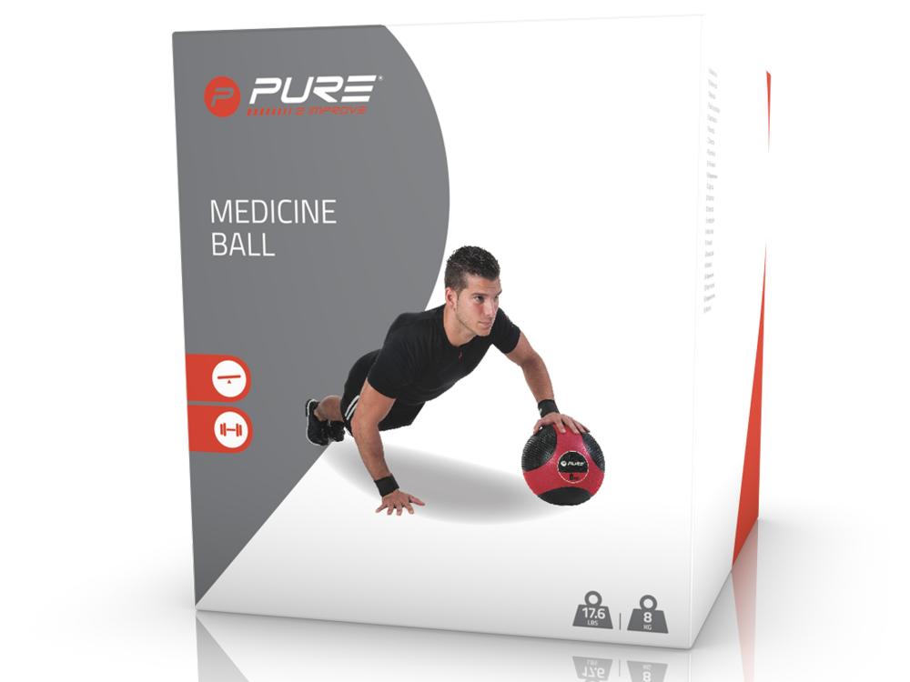 Pure 2Improve Palla Medica P2I201960 8kg Ø26cm Rosso-Nero - Medicine Ball Forza Potenza Atleti