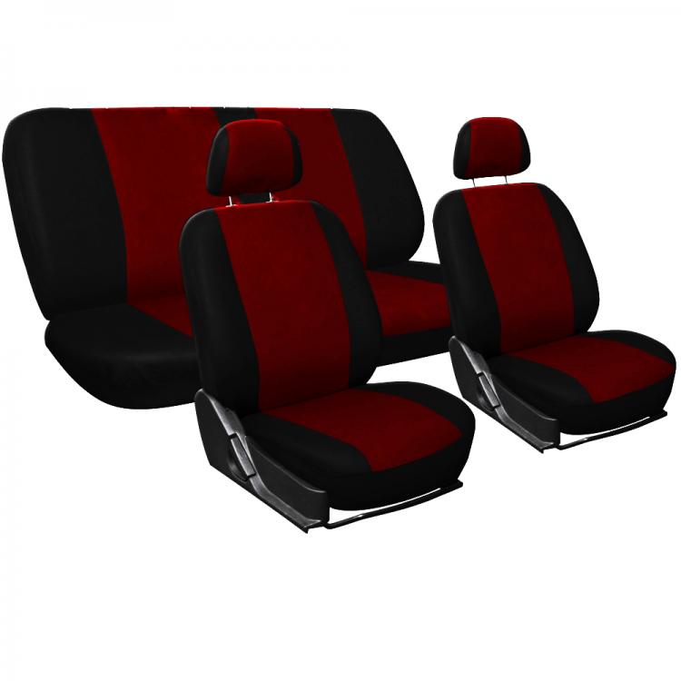 Topdrive | Kit Coprisedili Universali Per Auto Anteriore Posteriore Rosso / Nero