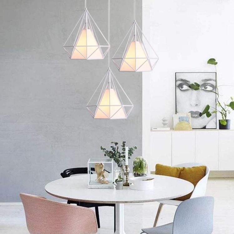 Lampadario Da Arredo Design Moderno Struttura Metallo Bianco Tessuto E27 | B20-B