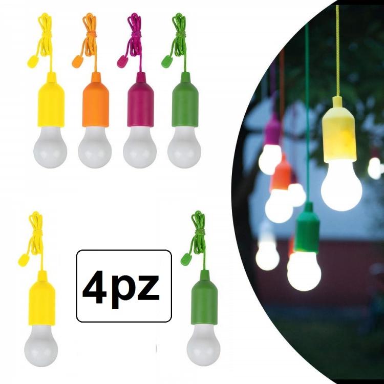 4x LAMPADINA CLICK CORDA LUCE BIANCA LED DA CAMPEGGIO ARMADIO CASA NATALE CATENA
