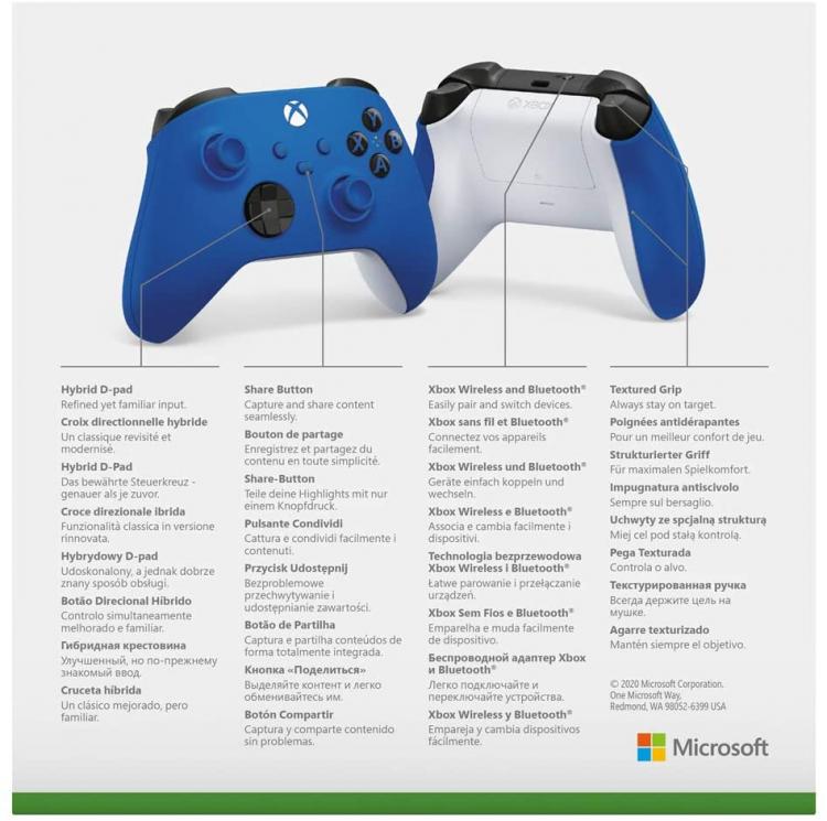 Controller Microsoft Xbox Serie X/S Blue Shock Pad Wireless One Joypad Blu Nuovo
