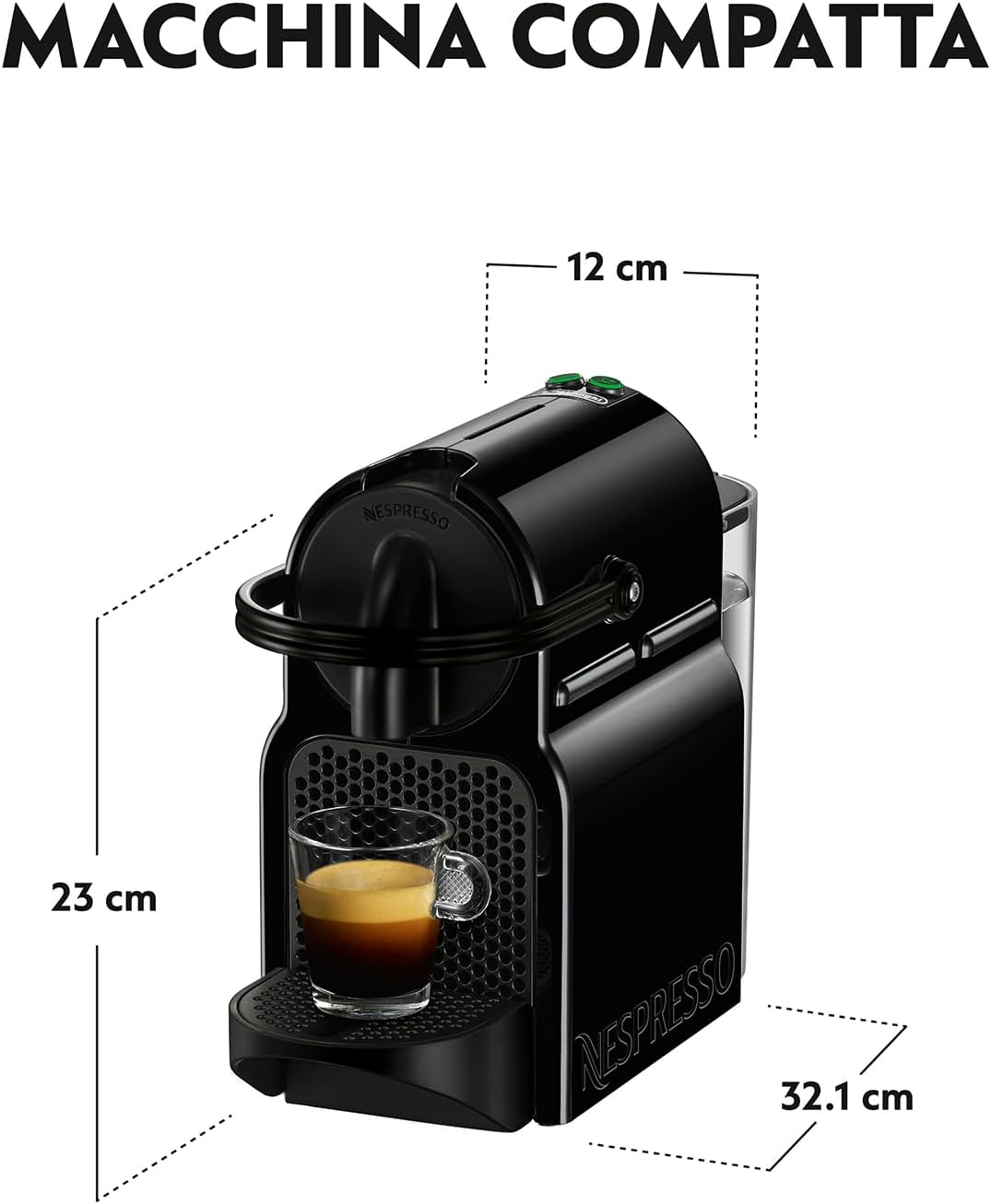De'Longhi Inissia EN80.B Macchina da Caffè Espresso Regolabile a Capsule Nespresso - Nero (Black)