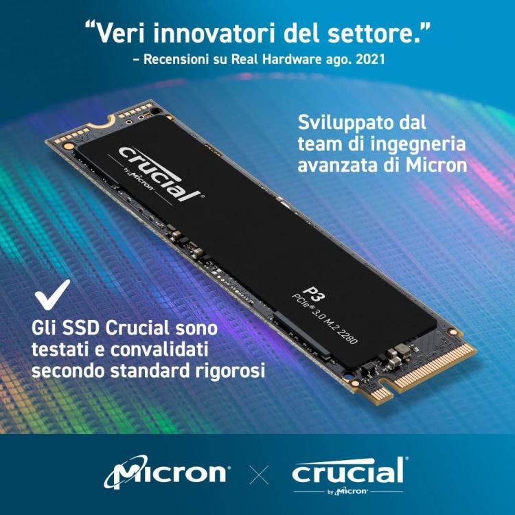 CRUCIAL P3 SSD INTERNO 500GB M2 2280 P3 NVME NVMe Internal MEMORIA PS5 / PC