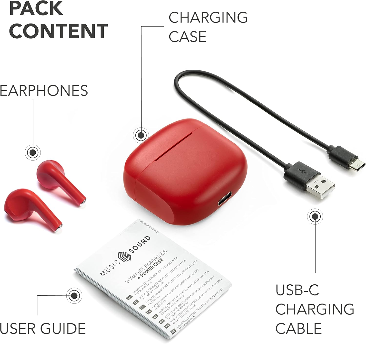 CELLULARLINE MUSIC SOUND AURICOLARI WIRELESS SWAG TWS BLUETOOTH POWERBANK ROSSO