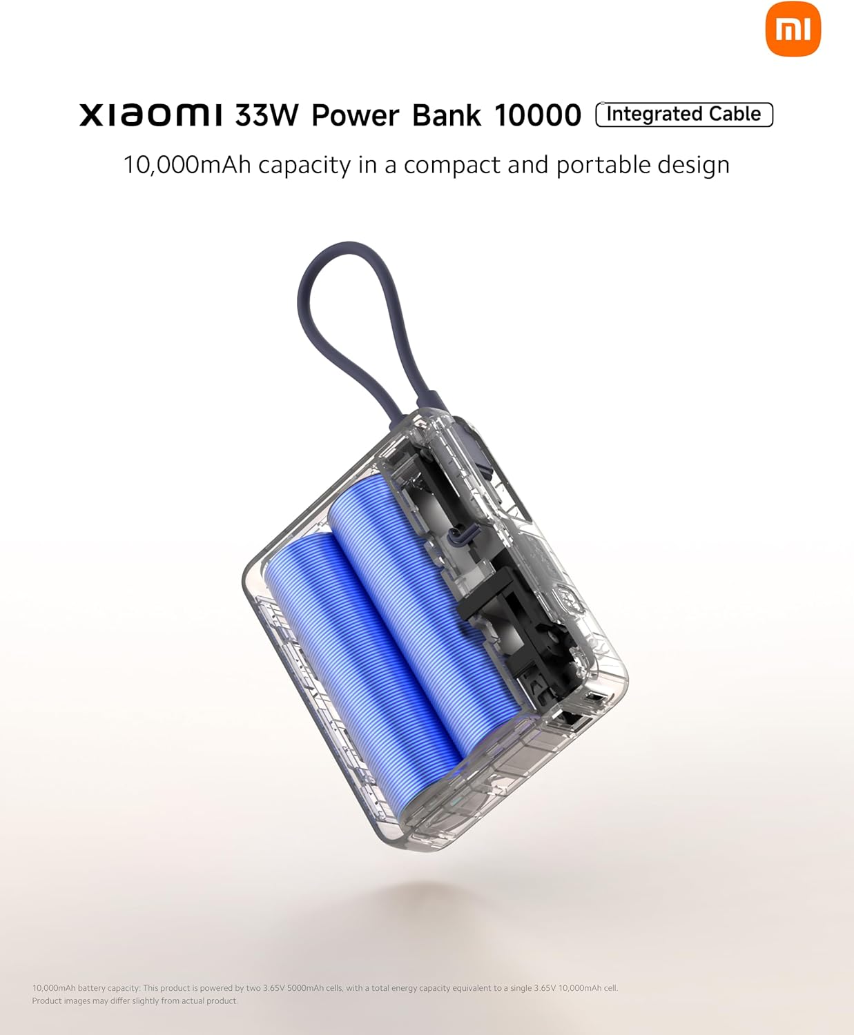 Xiaomi Powerbank 10000MAH 33W Cavo Integrato Usb-C Ricarica Rapida - Ice Blue
