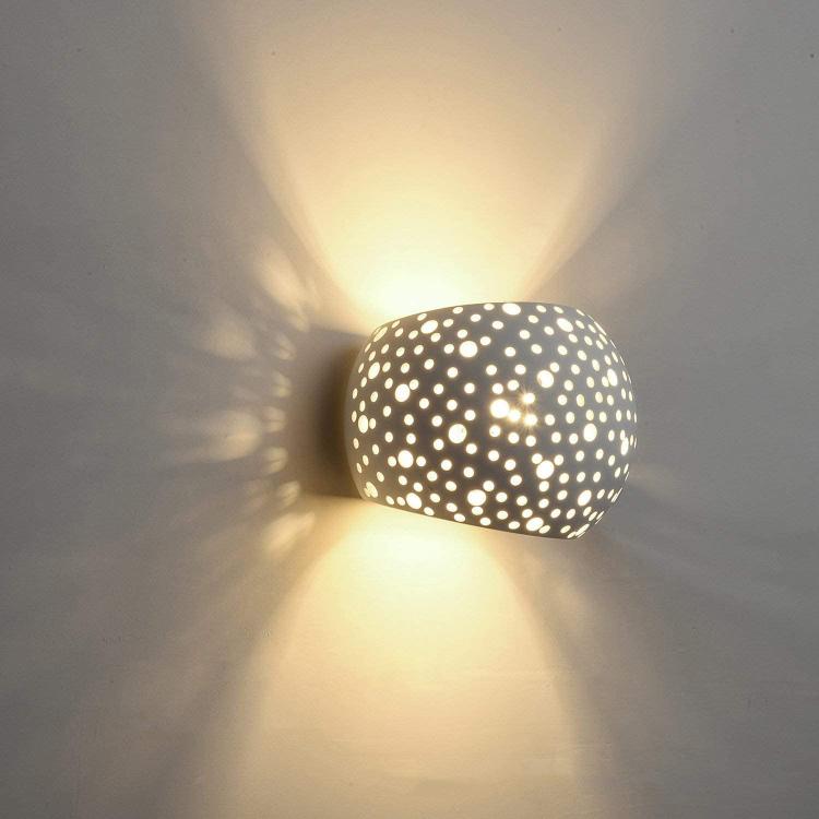Universo Applique Gesso A Parete Doppia Emissione Traforata Lampada G9 Interno