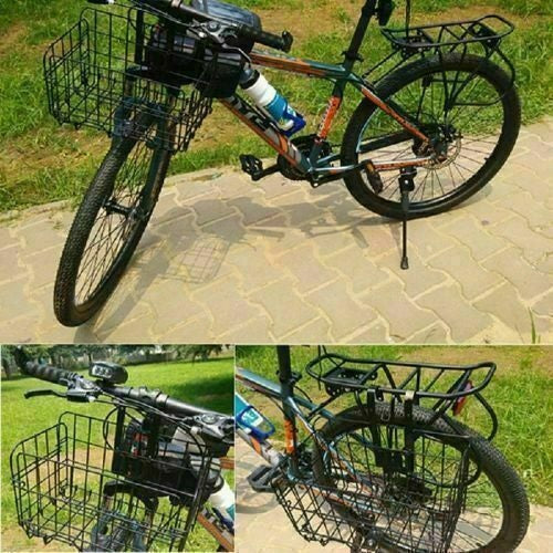 Cestino Portapacchi Pieghevole Bici Anteriore Posteriore Bicicletta Richiudibile (Nero o Argento)
