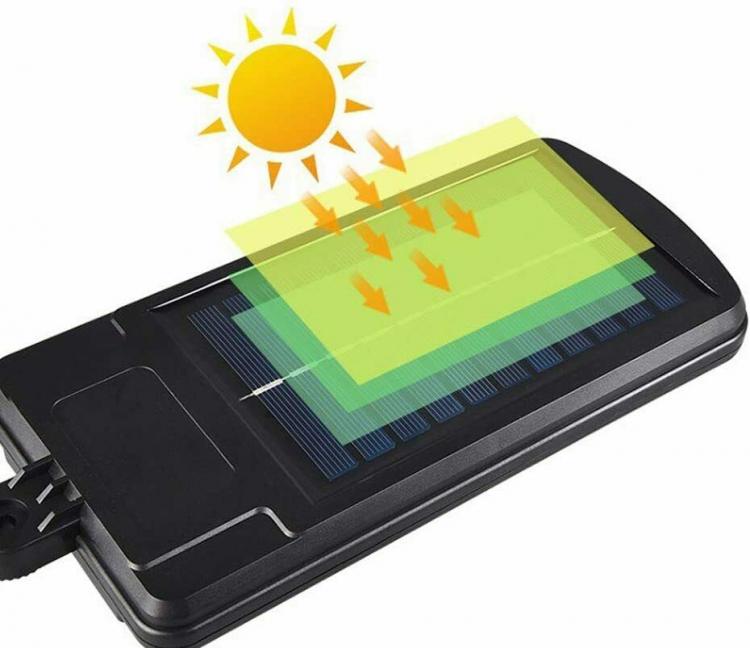 Faretto Lampione Solare 120 Led Smd Da Esterno A Parete Con Sensore Telecomando