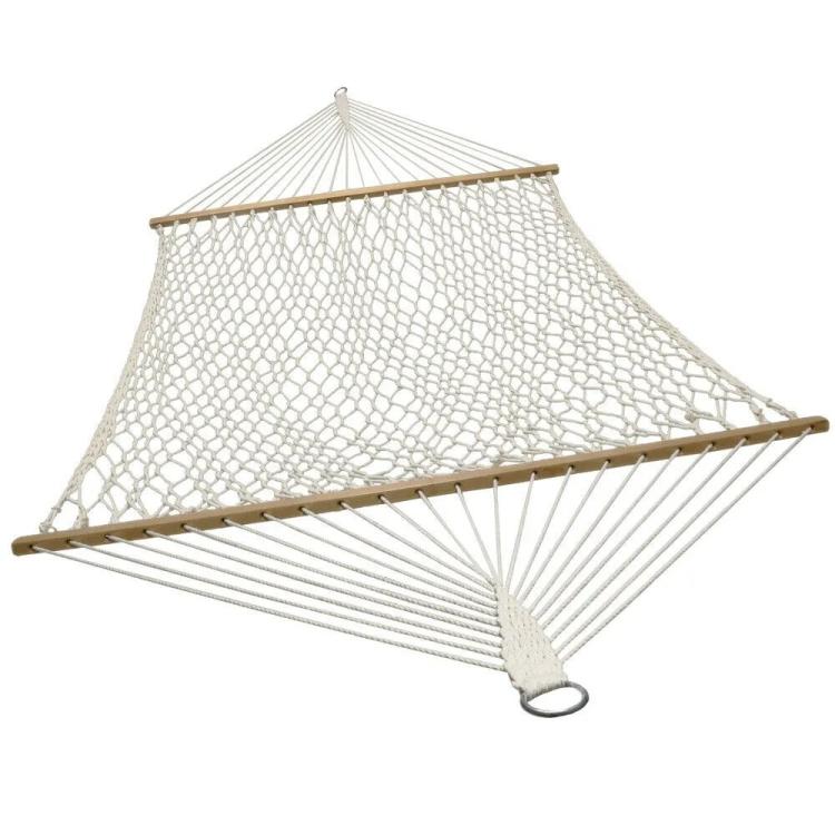 Amaca Classica Corda a Rete Cotone Sostegno Asse Legno 80x200 Giardino Campeggio